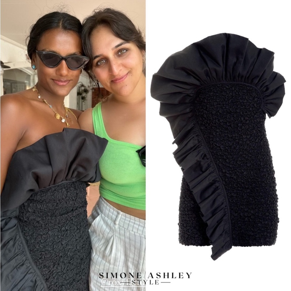 NWT MARA HOFFMAN Alycia ruffled poplin-trimmed popcorn mini dress $650 M